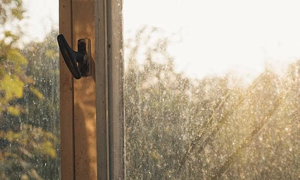 Film build-up on a window pane